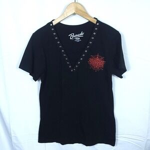 Bravado Slipknot Womens T-Shirt Size Medium Black Lace Up V-Neck Graphic Band